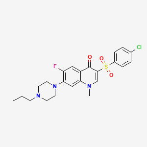molecular formula C23H25ClFN3O3S B2519676 3-((4-chlorophenyl)sulfonyl)-6-fluoro-1-methyl-7-(4-propylpiperazin-1-yl)quinolin-4(1H)-one CAS No. 892775-29-0