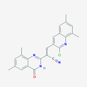 3-(2-Chloro-6,8-dimethylquinolin-3-yl)-2-(6,8-dimethyl-4-oxo-3,4-dihydroquinazolin-2-yl)prop-2-enenitrile