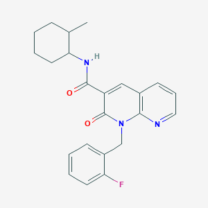 molecular formula C23H24FN3O2 B2519696 1-(2-fluorobenzyl)-N-(2-methylcyclohexyl)-2-oxo-1,2-dihydro-1,8-naphthyridine-3-carboxamide CAS No. 942010-61-9