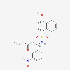 molecular formula C23H24N2O7S B2519697 Ethyl 3-(4-ethoxynaphthalene-1-sulfonamido)-3-(3-nitrophenyl)propanoate CAS No. 681841-30-5