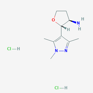 molecular formula C10H19Cl2N3O B2519706 (2S,3R)-2-(1,3,5-Trimethylpyrazol-4-yl)oxolan-3-amine;dihydrochloride CAS No. 2059912-57-9