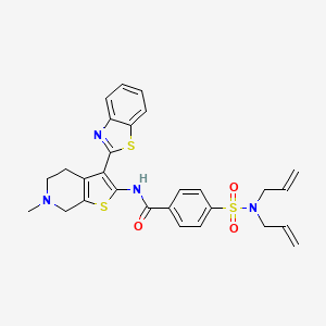 molecular formula C28H28N4O3S3 B2519707 N-(3-(苯并[d]噻唑-2-基)-6-甲基-4,5,6,7-四氢噻吩并[2,3-c]吡啶-2-基)-4-(N,N-二烯丙基磺酰胺基)苯甲酰胺 CAS No. 486453-20-7