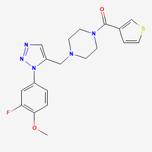 molecular formula C19H20FN5O2S B2519708 [4-[[3-(3-Fluoro-4-methoxyphenyl)triazol-4-yl]methyl]piperazin-1-yl]-thiophen-3-ylmethanone CAS No. 2319723-18-5