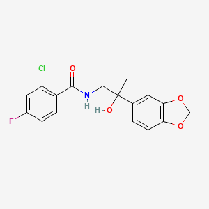 B2519715 N-(2-(benzo[d][1,3]dioxol-5-yl)-2-hydroxypropyl)-2-chloro-4-fluorobenzamide CAS No. 1396786-23-4