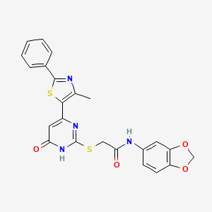molecular formula C23H18N4O4S2 B2519720 3-[4-(2-Ethyl-1,3-thiazol-4-yl)phenyl]-5-(5-methyl-2-thienyl)-1,2,4-oxadiazole CAS No. 1115896-61-1