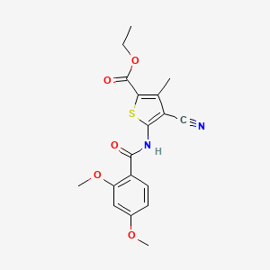 molecular formula C18H18N2O5S B2519735 Ethyl 4-cyano-5-(2,4-dimethoxybenzamido)-3-methylthiophene-2-carboxylate CAS No. 545344-28-3