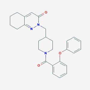 molecular formula C27H29N3O3 B2519737 2-{[1-(2-Phenoxybenzoyl)piperidin-4-yl]methyl}-2,3,5,6,7,8-hexahydrocinnolin-3-one CAS No. 2319722-31-9