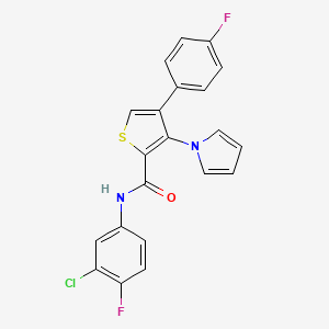 molecular formula C21H13ClF2N2OS B2519748 N-(3-chloro-4-fluorophenyl)-4-(4-fluorophenyl)-3-(1H-pyrrol-1-yl)thiophene-2-carboxamide CAS No. 1291869-26-5