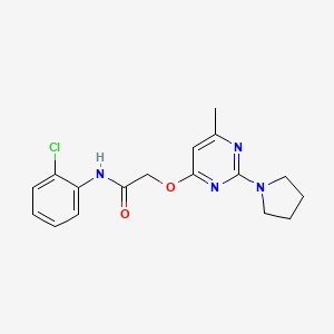 molecular formula C17H19ClN4O2 B2519764 N-(2-chlorophenyl)-2-((6-methyl-2-(pyrrolidin-1-yl)pyrimidin-4-yl)oxy)acetamide CAS No. 1226455-01-1