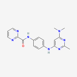 molecular formula C18H19N7O B2519779 N-(4-((6-(二甲氨基)-2-甲基嘧啶-4-基)氨基)苯基)嘧啶-2-甲酰胺 CAS No. 1251683-51-8