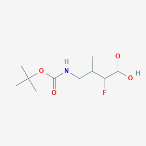 molecular formula C10H18FNO4 B2519784 2-Fluoro-3-methyl-4-[(2-methylpropan-2-yl)oxycarbonylamino]butanoic acid CAS No. 2287341-27-7