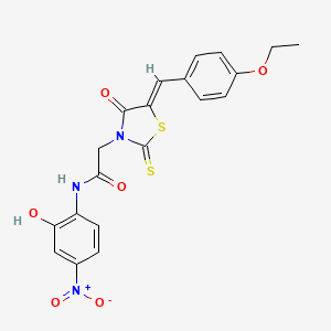molecular formula C20H17N3O6S2 B2519787 2-[(5Z)-5-[(4-ethoxyphenyl)methylidene]-4-oxo-2-sulfanylidene-1,3-thiazolidin-3-yl]-N-(2-hydroxy-4-nitrophenyl)acetamide CAS No. 476664-10-5