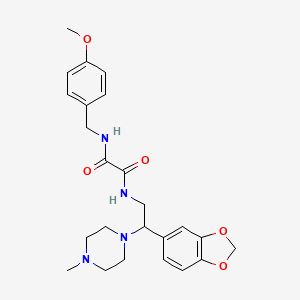 molecular formula C24H30N4O5 B2519790 N-[2-(2H-1,3-benzodioxol-5-yl)-2-(4-methylpiperazin-1-yl)ethyl]-N'-[(4-methoxyphenyl)methyl]ethanediamide CAS No. 896338-24-2