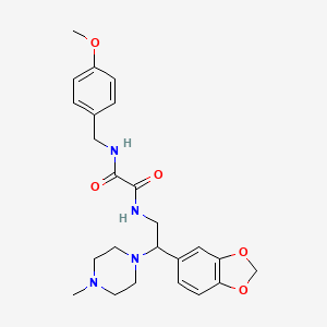 molecular formula C24H30N4O5 B2519790 N1-(2-(benzo[d][1,3]dioxol-5-yl)-2-(4-methylpiperazin-1-yl)ethyl)-N2-(4-methoxybenzyl)oxalamide CAS No. 896338-24-2