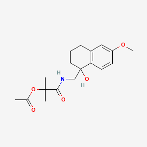 molecular formula C18H25NO5 B2519796 1-(((1-Hydroxy-6-methoxy-1,2,3,4-tetrahydronaphthalen-1-yl)methyl)amino)-2-methyl-1-oxopropan-2-yl acetate CAS No. 2034259-28-2
