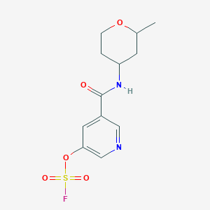 molecular formula C12H15FN2O5S B2519798 3-Fluorosulfonyloxy-5-[(2-methyloxan-4-yl)carbamoyl]pyridine CAS No. 2418708-42-4