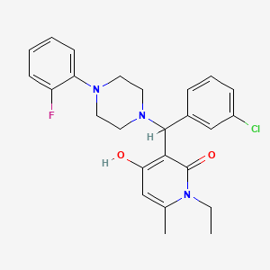 molecular formula C25H27ClFN3O2 B2519802 3-((3-chlorophenyl)(4-(2-fluorophenyl)piperazin-1-yl)methyl)-1-ethyl-4-hydroxy-6-methylpyridin-2(1H)-one CAS No. 897734-47-3