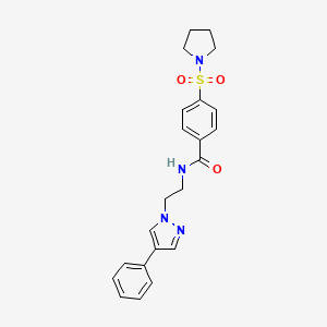 molecular formula C22H24N4O3S B2519803 N-(2-(4-phenyl-1H-pyrazol-1-yl)ethyl)-4-(pyrrolidin-1-ylsulfonyl)benzamide CAS No. 2034512-13-3