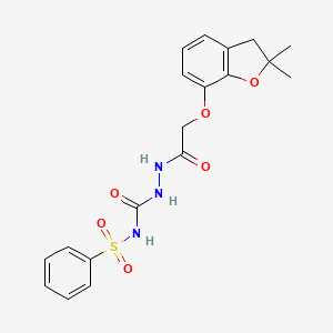 molecular formula C19H21N3O6S B2519815 N-{[(benzenesulfonyl)carbamoyl]amino}-2-[(2,2-dimethyl-2,3-dihydro-1-benzofuran-7-yl)oxy]acetamide CAS No. 1023483-63-7