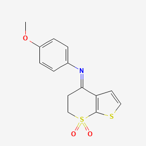 molecular formula C14H13NO3S2 B2519829 N-(4-methoxyphenyl)-7,7-dioxo-5,6-dihydrothieno[2,3-b]thiopyran-4-imine CAS No. 478043-39-9