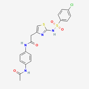 N-(4-acetamidophenyl)-2-(2-(4-chlorophenylsulfonamido)thiazol-4-yl)acetamide