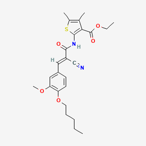 molecular formula C25H30N2O5S B2519915 ethyl 2-{2-cyano-3-[3-methoxy-4-(pentyloxy)phenyl]prop-2-enamido}-4,5-dimethylthiophene-3-carboxylate CAS No. 380424-49-7
