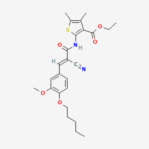 ethyl 2-[[(E)-2-cyano-3-(3-methoxy-4-pentoxyphenyl)prop-2-enoyl]amino]-4,5-dimethylthiophene-3-carboxylate