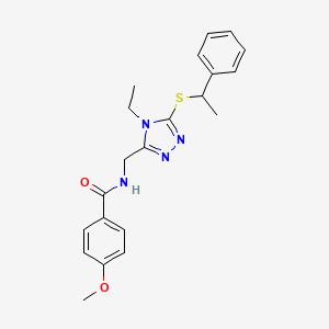 molecular formula C21H24N4O2S B2519929 N-((4-ethyl-5-((1-phenylethyl)thio)-4H-1,2,4-triazol-3-yl)methyl)-4-methoxybenzamide CAS No. 476449-11-3