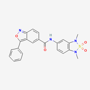 molecular formula C22H18N4O4S B2519931 N-(1,3-dimethyl-2,2-dioxido-1,3-dihydrobenzo[c][1,2,5]thiadiazol-5-yl)-3-phenylbenzo[c]isoxazole-5-carboxamide CAS No. 2034241-51-3