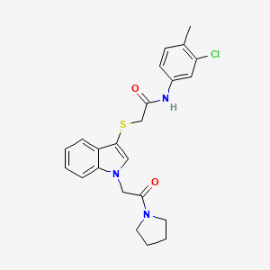 molecular formula C23H24ClN3O2S B2519962 N-(3-chloro-4-methylphenyl)-2-({1-[2-oxo-2-(pyrrolidin-1-yl)ethyl]-1H-indol-3-yl}sulfanyl)acetamide CAS No. 877658-82-7