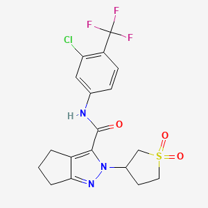 molecular formula C18H17ClF3N3O3S B2519965 N-[3-chloro-4-(trifluoromethyl)phenyl]-2-(1,1-dioxo-1lambda6-thiolan-3-yl)-2H,4H,5H,6H-cyclopenta[c]pyrazole-3-carboxamide CAS No. 2309571-35-3
