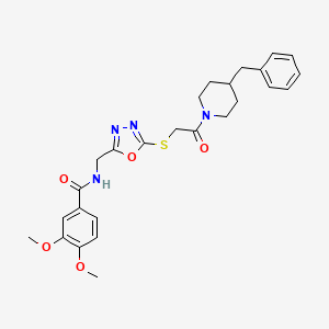 molecular formula C26H30N4O5S B2519966 N-[(5-{[2-(4-BENZYLPIPERIDIN-1-YL)-2-OXOETHYL]SULFANYL}-1,3,4-OXADIAZOL-2-YL)METHYL]-3,4-DIMETHOXYBENZAMIDE CAS No. 851862-67-4