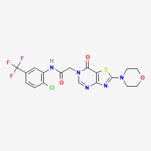 molecular formula C18H15ClF3N5O3S B2519998 N-[2-chloro-5-(trifluoromethyl)phenyl]-2-[2-(morpholin-4-yl)-7-oxo-6H,7H-[1,3]thiazolo[4,5-d]pyrimidin-6-yl]acetamide CAS No. 1223776-25-7