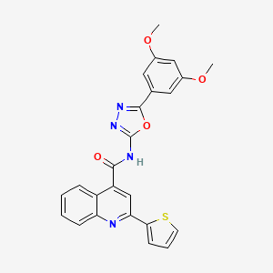 molecular formula C24H18N4O4S B2520010 N-[5-(3,5-dimethoxyphenyl)-1,3,4-oxadiazol-2-yl]-2-(thiophen-2-yl)quinoline-4-carboxamide CAS No. 921103-32-4