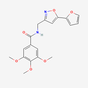 molecular formula C18H18N2O6 B2520083 N-((5-(furan-2-yl)isoxazol-3-yl)methyl)-3,4,5-trimethoxybenzamide CAS No. 1105204-09-8