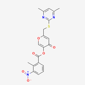 molecular formula C20H17N3O6S B2520090 6-{[(4,6-dimethylpyrimidin-2-yl)sulfanyl]methyl}-4-oxo-4H-pyran-3-yl 2-methyl-3-nitrobenzoate CAS No. 877636-47-0