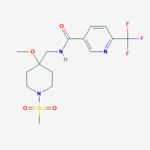 molecular formula C15H20F3N3O4S B2520099 N-[(1-methanesulfonyl-4-methoxypiperidin-4-yl)methyl]-6-(trifluoromethyl)pyridine-3-carboxamide CAS No. 2415631-00-2