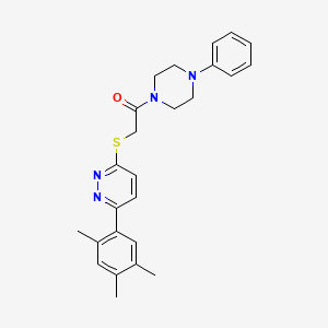 molecular formula C25H28N4OS B2520107 1-(4-Phenylpiperazin-1-yl)-2-((6-(2,4,5-trimethylphenyl)pyridazin-3-yl)thio)ethanone CAS No. 922888-14-0