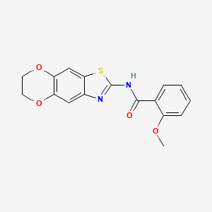 molecular formula C17H14N2O4S B2520120 N-{10,13-dioxa-4-thia-6-azatricyclo[7.4.0.0^{3,7}]trideca-1,3(7),5,8-tetraen-5-yl}-2-methoxybenzamide CAS No. 892849-22-8