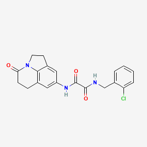 molecular formula C20H18ClN3O3 B2520133 N'-[(2-chlorophenyl)methyl]-N-{11-oxo-1-azatricyclo[6.3.1.0^{4,12}]dodeca-4(12),5,7-trien-6-yl}ethanediamide CAS No. 898419-09-5
