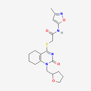 N-(3-methylisoxazol-5-yl)-2-((2-oxo-1-((tetrahydrofuran-2-yl)methyl)-1,2,5,6,7,8-hexahydroquinazolin-4-yl)thio)acetamide