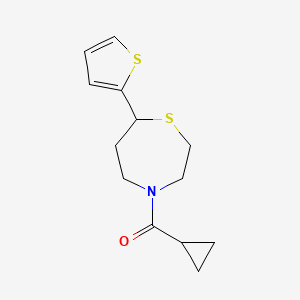 molecular formula C13H17NOS2 B2520141 4-cyclopropanecarbonyl-7-(thiophen-2-yl)-1,4-thiazepane CAS No. 1705224-50-5