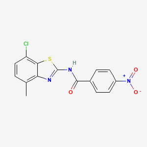 molecular formula C15H10ClN3O3S B2520160 N-(7-chloro-4-methyl-1,3-benzothiazol-2-yl)-4-nitrobenzamide CAS No. 912759-86-5