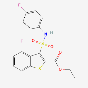 molecular formula C17H13F2NO4S2 B2520163 Ethyl 4-fluoro-3-[(4-fluorophenyl)sulfamoyl]-1-benzothiophene-2-carboxylate CAS No. 899724-38-0