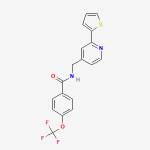 molecular formula C18H13F3N2O2S B2520188 N-{[2-(thiophen-2-yl)pyridin-4-yl]methyl}-4-(trifluoromethoxy)benzamide CAS No. 1903591-63-8