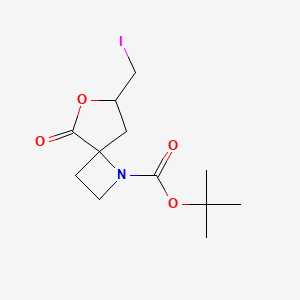molecular formula C12H18INO4 B2520217 tert-Butyl 7-(iodomethyl)-5-oxo-6-oxa-1-azaspiro[3.4]octane-1-carboxylate CAS No. 2228692-84-8