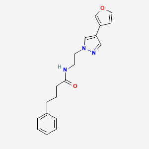 molecular formula C19H21N3O2 B2520227 N-(2-(4-(furan-3-yl)-1H-pyrazol-1-yl)ethyl)-4-phenylbutanamide CAS No. 2034354-81-7