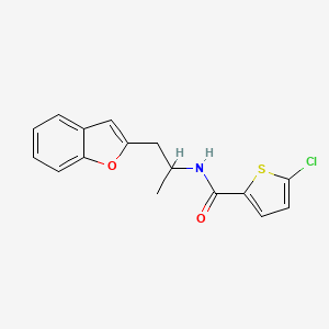 molecular formula C16H14ClNO2S B2520279 N-[1-(1-benzofuran-2-yl)propan-2-yl]-5-chlorothiophene-2-carboxamide CAS No. 2034210-26-7
