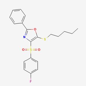 4-((4-Fluorophenyl)sulfonyl)-5-(pentylthio)-2-phenyloxazole