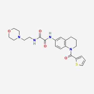 molecular formula C22H26N4O4S B2520290 N'-[2-(morpholin-4-yl)ethyl]-N-[1-(thiophene-2-carbonyl)-1,2,3,4-tetrahydroquinolin-6-yl]ethanediamide CAS No. 899983-32-5